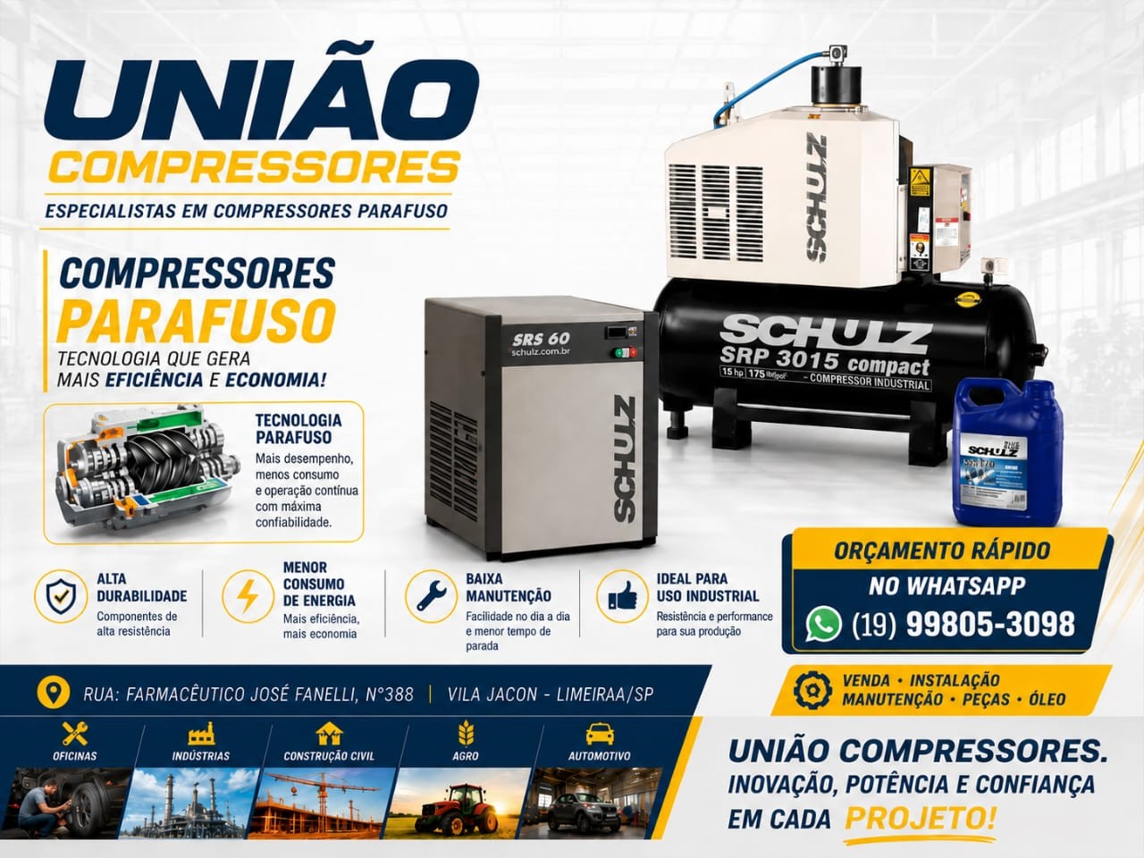 União Compressores - compressores parafuso com orçamento rápido pelo WhatsApp