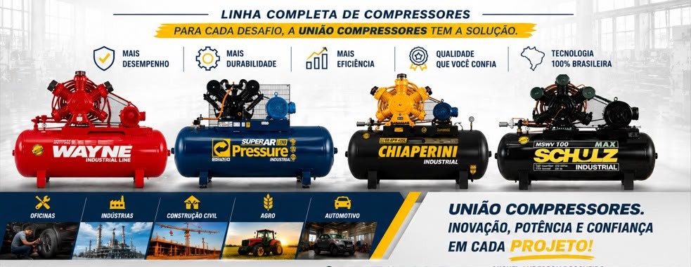 Linha completa de compressores atendidos pela União Compressores